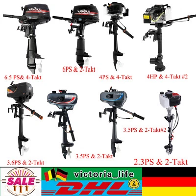 2/4 Takt 2.5/7PS Außenborder Außen Motor Benzinmotor Bootsmotor Außenbordmotoren - Bild 1 von 4