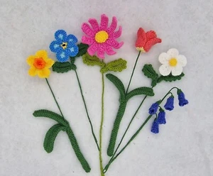 🌸KNITTING PATTERN🌼 Flower Posy x 6 Forget-me-not Daffodil Daisy Bluebell Tulip - Picture 1 of 22
