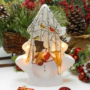 Stony Creek Decorative Glass Light Snowman Cardinals Deer Rabbit 9" Tree BFS63B - Picture 1 of 12