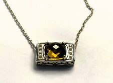 NEW BALI COUTURE STERLING/18K CITRINE/CRYSTAL SLIDE PEDANT ON 18 ROLO CHAIN"