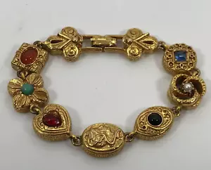 Bracciale Vintage Vittoriano Revival Cammeo Cuore Floreale MCM Anni 60 Goldette?? - Foto 1 di 7