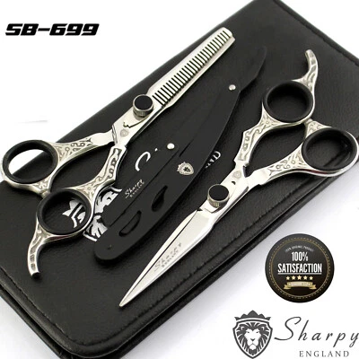 Pro Silver Barber Hairdressing Scissors And Thinning 6.5" Inch Japanese Steel - Image 1 of 3