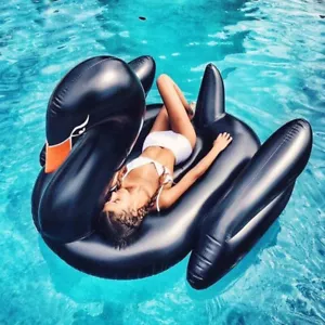 Schwarzer Schwan Schwimmschwimmer aufblasbar Poolfloß Schwimmer Schwimmringe für Erwachsene Kinder - Bild 1 von 4
