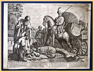 Taufe des Eunuchen, riesiger Original-Kupferstich nach Rembrandt um 1650 - Picture 1 of 3