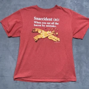 Kid’s Snaccident Red T Shirt Bacon Funny T Shirt Size XL Eat all the Bacon - Picture 1 of 7