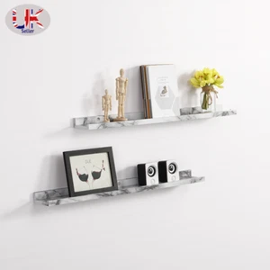 Set di 2 mensole a parete industriali galleggianti 80 cm con decorazione sospesa PVC marmo - Foto 1 di 9