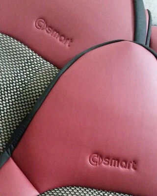 CAR SEAT COVERS(2pcs) | Made for SMART | Maroon Leatherette with Black-Beige Net - Image 1 of 4