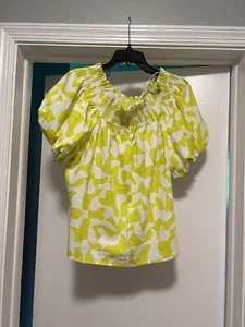 Vince Camuto Bright Lemon Off Shoulder Scrunched Top NWT Size Large - Picture 1 of 2