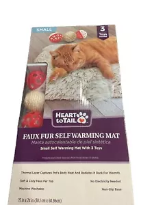 Heart To Tail Faux Fur Self Warming Mat- BEIGE- 3 Toys Included (NEW IN BOX!!!) - Picture 1 of 1