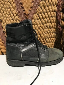 HARLEY DAVIDSON Mens Dipstick Black Leather Motorcycle Boots D8012 US Size 13M - Picture 1 of 8