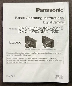 Panasonic Lumix DMC-TZ110 DMC-ZS110 DMC-TZ80 DMC-ZS60 Digital Camera Manual - Picture 1 of 2