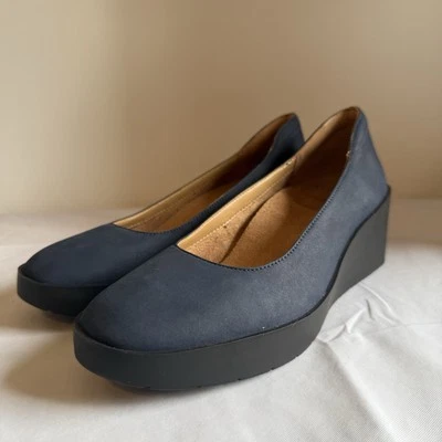 Vionic Sereno Nubuck Slip-On Wedges Navy Women’s 7 Comfort Shoe - Image 1 of 4