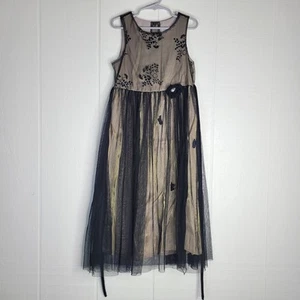 Perfectly Dressed Girls Party Dress Black Gold Tulle Floral Size 8 Elegant - Picture 1 of 8