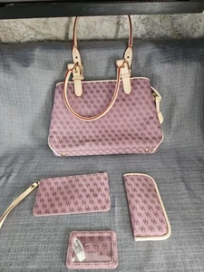 Dooney & Bourke Purple Mauve Canvas & Leather Buckle Satchel Handbag Purse - Picture 1 of 5