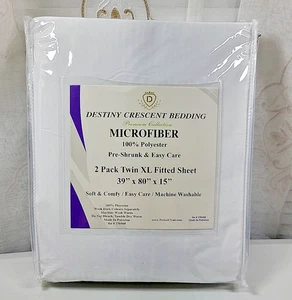 Neu 2 Stück Halbmond Bettwäsche Mikrofaser Spannbetttuch TWIN XL-SPLIT KING weiß 15" - Bild 1 von 5