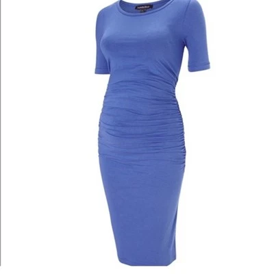 Isabella Oliver Maternity Bodycon Dress Size US 10 Blue Short Sleeve Flattering - Image 1 of 4