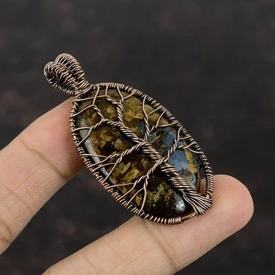 Daughters Day Deal Copper Natural Bronzite Wire Wrapped Tree Of Life New Pendant - Image 1 of 4