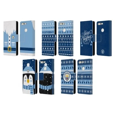 MANCHESTER CITY MAN CITY FC CHRISTMAS LEATHER BOOK WALLET CASE FOR GOOGLE PHONES - Image 1 of 4