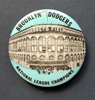 1950’s Brooklyn Dodgers NL Champions Ebbets Field 1 ¾” PM10 Stadium Pin Button - Image 1 of 2