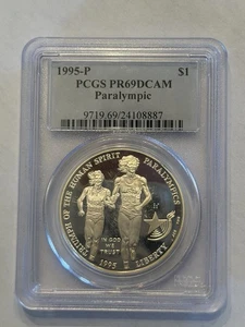 1995-P Paralympic Blind Runner Commemorative Proof Silver Dollar PCGS PR69 DCAM - Picture 1 of 2