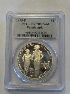 1995-P Paralympic Blind Runner Commemorative Proof Silver Dollar PCGS PR69 DCAM - Image 1 of 2