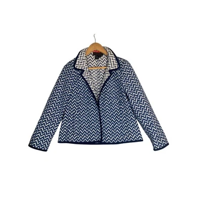 Nina McLemore Jacket Blue Chevron Print Ladies Size 6 - Image 1 of 4
