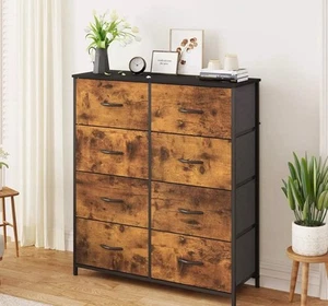 Chest of Drawers 8 Drawer Tallboy Storage Cabinet Fabric Tower Dresser Organizer - Picture 1 of 7