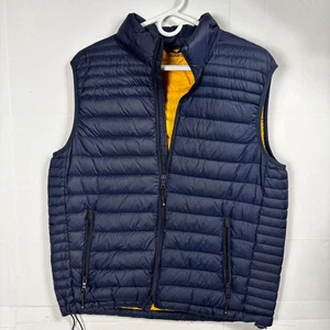 Solaris Herren Puffer Weste Größe M Medium Navy Blau Gelb Daunen Gefüllt Ärmellos - Bild 1 von 9