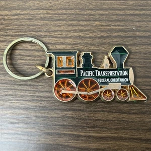 Vintage Pacific Transportation Federal Credit Union Train Locomotive Keychain - Picture 1 of 11