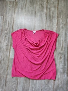 Blusa Olivia Sky rosa caldo collo cappuccio manica corta pom testurizzati floreale elasticizzato XL - Foto 1 di 7