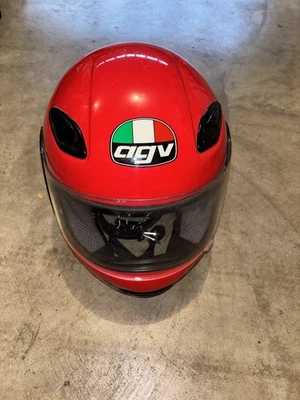 Casco de moto Agv visera transparente casco rojo vintage Foto 1 de 4