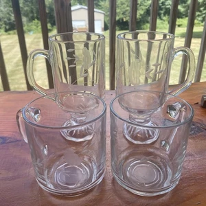 Princess House Heritage Crystal Glass Irish Coffee Mug Cup (2) And Coffee Mug 2 - Picture 1 of 8