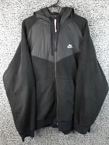 Nike Jacket Mens Full Zip Hooded Fleece Windbreaker 929114-010 Hoodie XXL - Picture 1 of 15