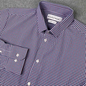 Mizzen Main Men's Size XL Trim Fit Leeward Dress Shirt Purple Plaid Office - Picture 1 of 9