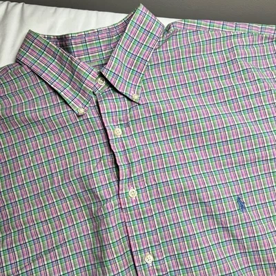 Ralph Lauren Plaid Mens 18.5 36/37 (XXL) Tall Button Down Shirt Long Sleeve Pony - Image 1 of 4