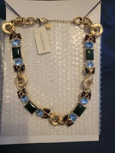 Talbot Halskette Neu mit Etikett, Gold, Hellblau, Dunkelblau, Kastanienbraun Steine in verschiedenen Formen - Bild 1 von 2