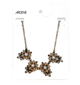 Ardene Rhinestone Necklace Brown Gold Grey Chunky Flower Adjustable Statement - Imagen 1 de 3