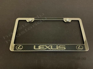 1xLEXUSHALO STAINLESS STEEL LICENSE PLATE FRAME w/Carbon Fiber Style (UD) - Picture 1 of 2