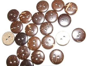 Natural Coconut Shell Button 9mm-13,15,18,20,23,25,28,30mm Round Exotic Islander - Picture 1 of 25
