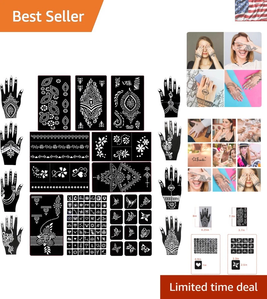 Koogel 18 Sheets Henna Tattoo Stencil Kit 97pcs