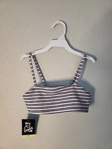 Art Class Girls M (7/8) Pink & Navy Blue Striped Bikini Swimsuit Top - Picture 1 of 2