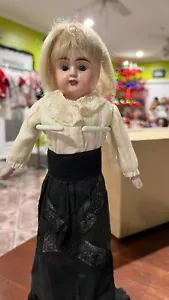 Antique Tin Head Doll, Minerva, Oilcloth Body, 12” 1900’s - Picture 1 of 20