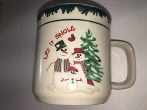 Vintage (1)Mug Atico International USA 1998 Let It Snow Snowman Coffee Mugs Cups - Picture 1 of 4