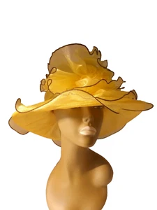 Tuscany Women's yellow Hat With Wide Brim - One Size - Picture 1 of 8