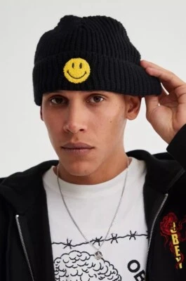 Urban Outfitters рынка X смайлик черный с манжетами Beanie новый без ЯРЛЫКОВ - Изображение 1 из 4