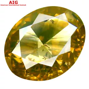 1,00 ct taglio ovale certificato AIG (7 x 5 mm) pietra diamante giallo arancione fantasia - Foto 1 di 4