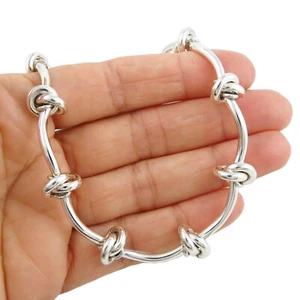925 Sterling Silver Necklace Hallmarked Eternity Knot Long Womens Necklet - Picture 1 of 6
