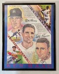 Stampa autografata Don Larsen, Bobby Thomson, John Vander Meer 11x14 con cornice - Foto 1 di 1