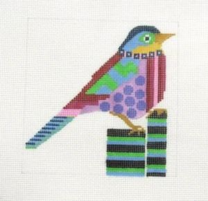 Melissa Prince Abstract Birdy Bunch Anna Bird Handpainted Needlepoint Canvas - Picture 1 of 1