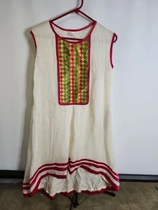 Indian / Pakistani Kurta Kurti White Colorful Dress 40 (U571) - Foto 1 di 4